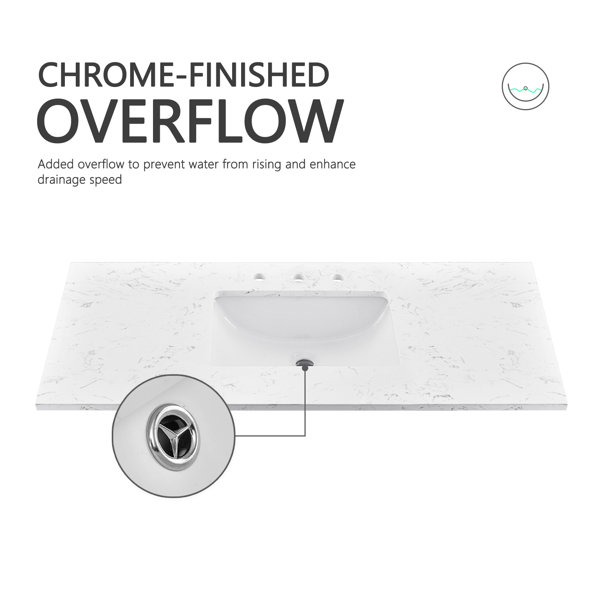 SOUEEUM 48'' Stone Single Vanity Top with Sink Faucet Holes Wayfair